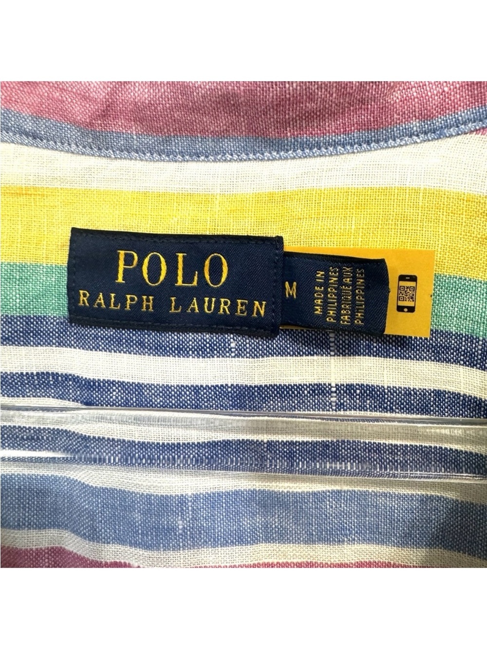 POLO RL Women's M Shirt Pastel Striped Button Up Puff Sleeves 100% Linen Preppy - Picture 2 of 5
